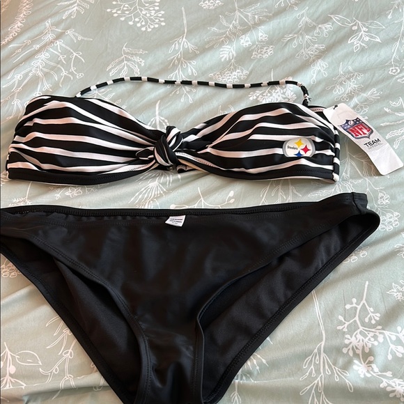 Pittsburgh Steelers  Black and White Bikini Set NWT - Picture 1 of 7